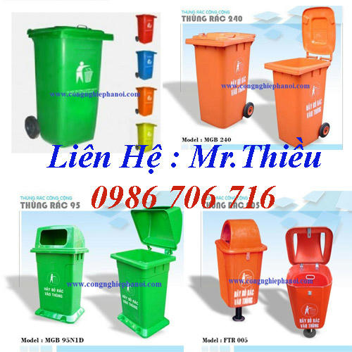 PP Thùng rác công cộng 120l-240l, xe gom đẩy rác nhựa HDPE, Composite nhập khẩu