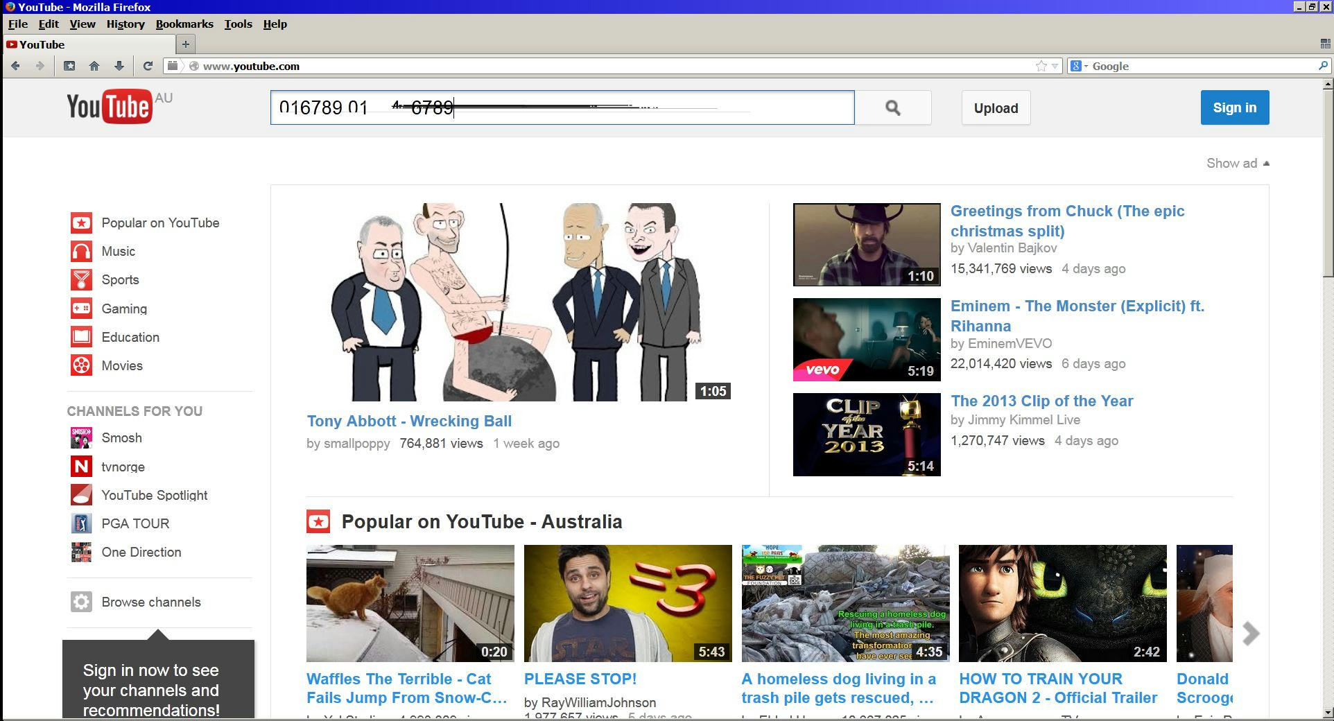 weird number text in youtube search bar - On the web