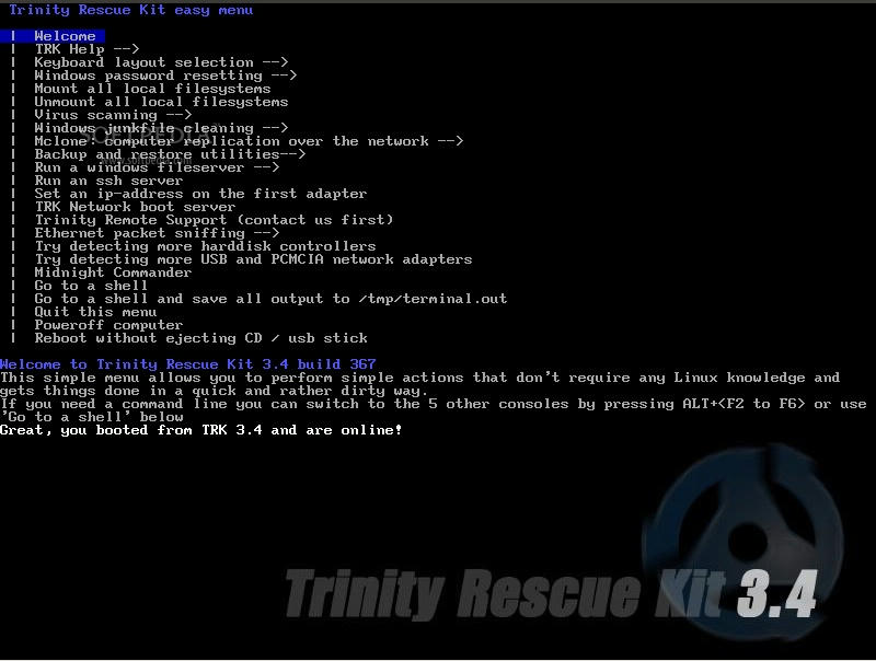 how to put trinity rescue kit on usb