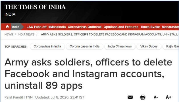 Indian Army Ask to personnel to delete 89 app – Burning Issues – Free PDF Download_5.1