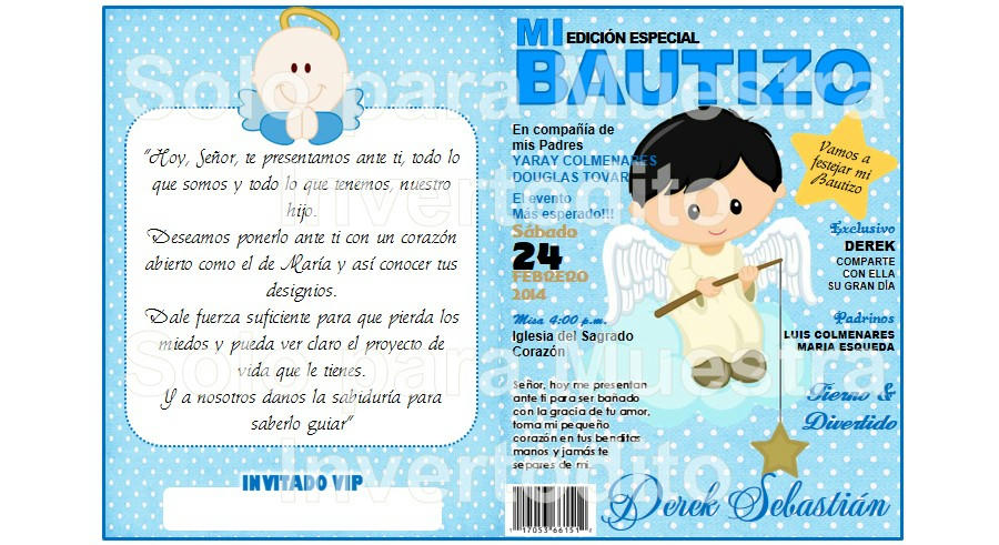 Ejemplos De Invitaciones Para Bautizo