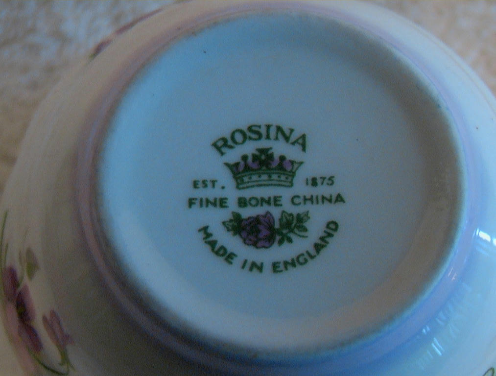 Set Rosina Fine Bone China Purple Floral Teacup and Saucer England 