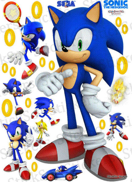 Sonic the Hedgehog Super Sonic 2 RePositionable wall Sticker Super 